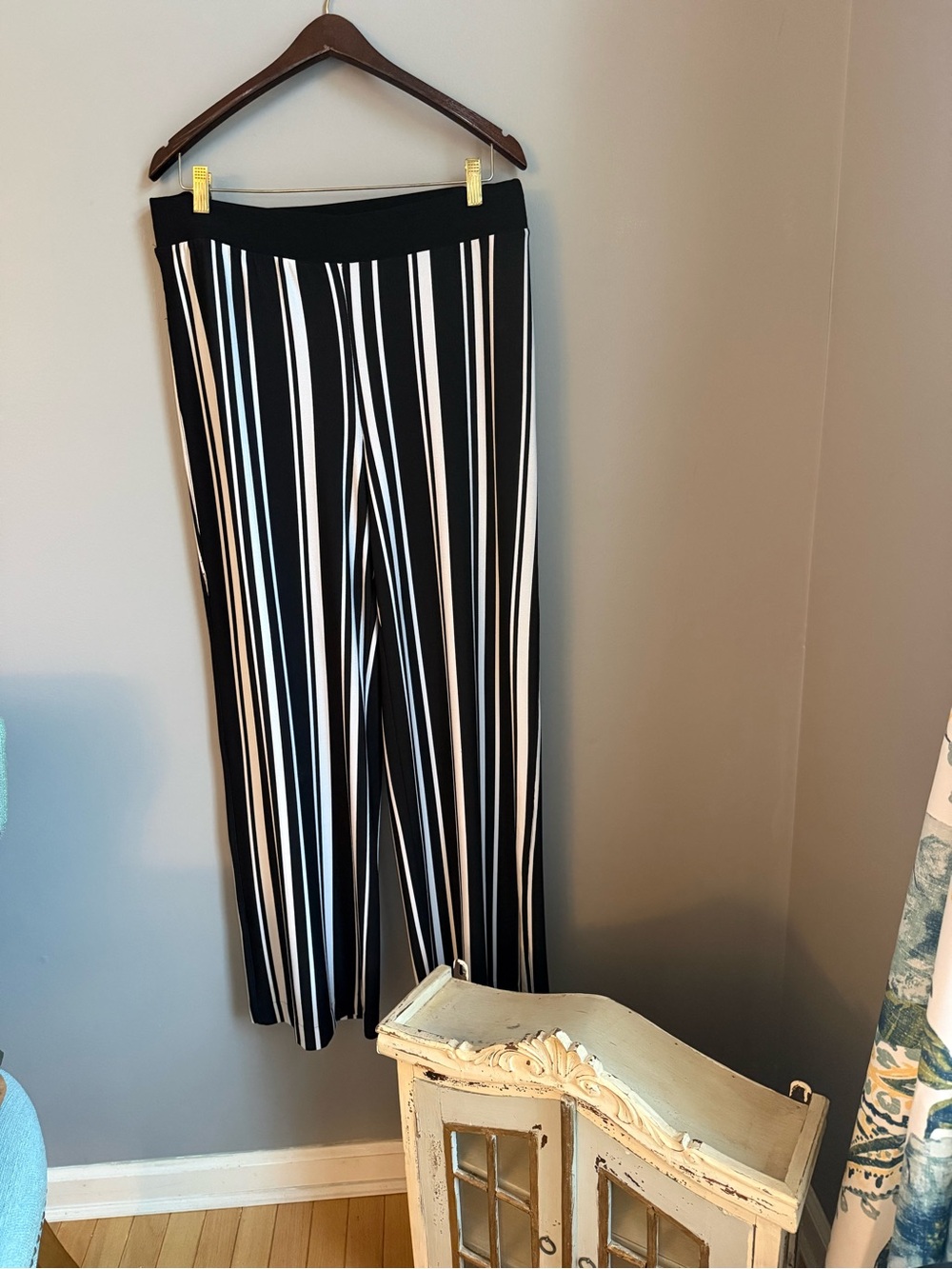 INC International Concepts Black and White Striped Wide-Leg Pants